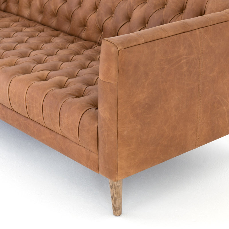 Williams Leather Sofa-75"-Nat Wash Camel, Natural Washed Camel Genuine Leather