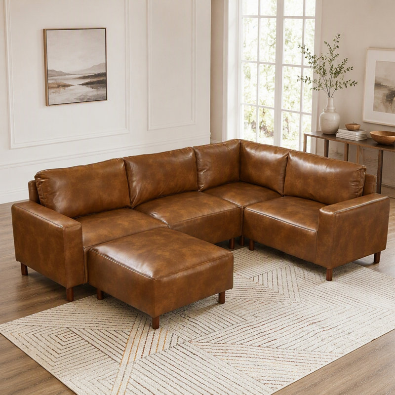 Canapé modulaire de luxe en cuir de polyuréthane de qualité moderne avec revêtement de 5 pièces