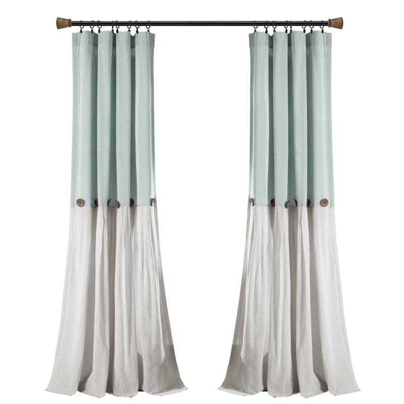 Semi Sheer Curtain Single Panel, Blue/White, Width 102 x Drop 213 cm