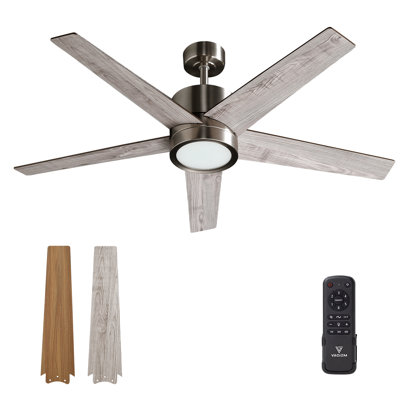 Ventilateur de plafond avec télécommande et éclairage : Ventilateur de 132 cm (52 pouces) avec DEL tricolore à intensité variable - Moteur CC silencieux et réversible - Usage intérieur et extérieur