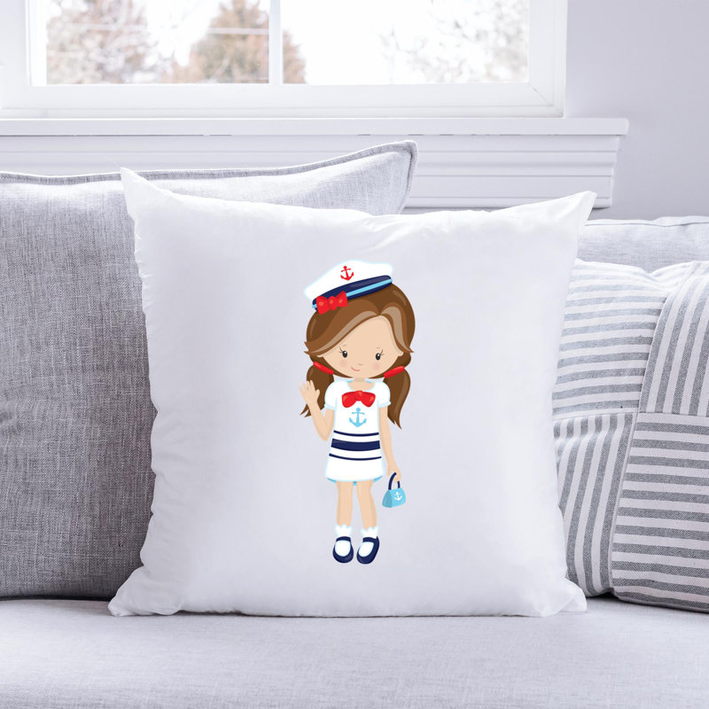 Nautical Sea Life_375 - Coussin décoratif en polyester, H 18 po x l 18 po