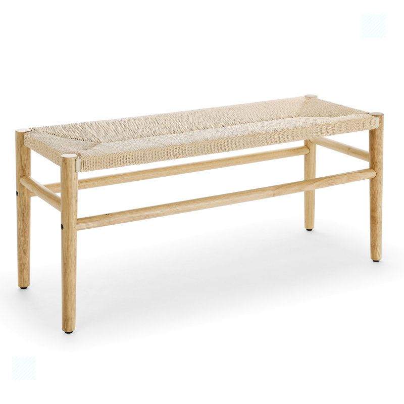 Banc d'intérieur avec cordon en papier, pieds en bois d'hévéa