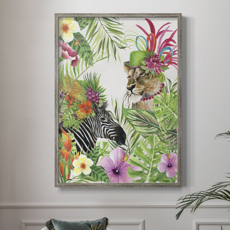 Jungle Royale II, reproduction encadrée - bois massif 47761, H 15 po x l 12 po