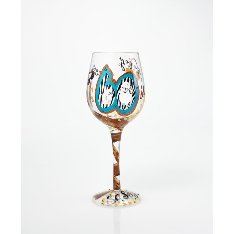 Verre à vin Lolita 60 et Sassy peint à la main H 9 po
