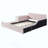  Velvet Upholstered Grounded Platform Bed, Mother & Child Bed with Bedside Desk, Storage Shelf and Round Stool for Kids Bedroom-2021531422-2021531392