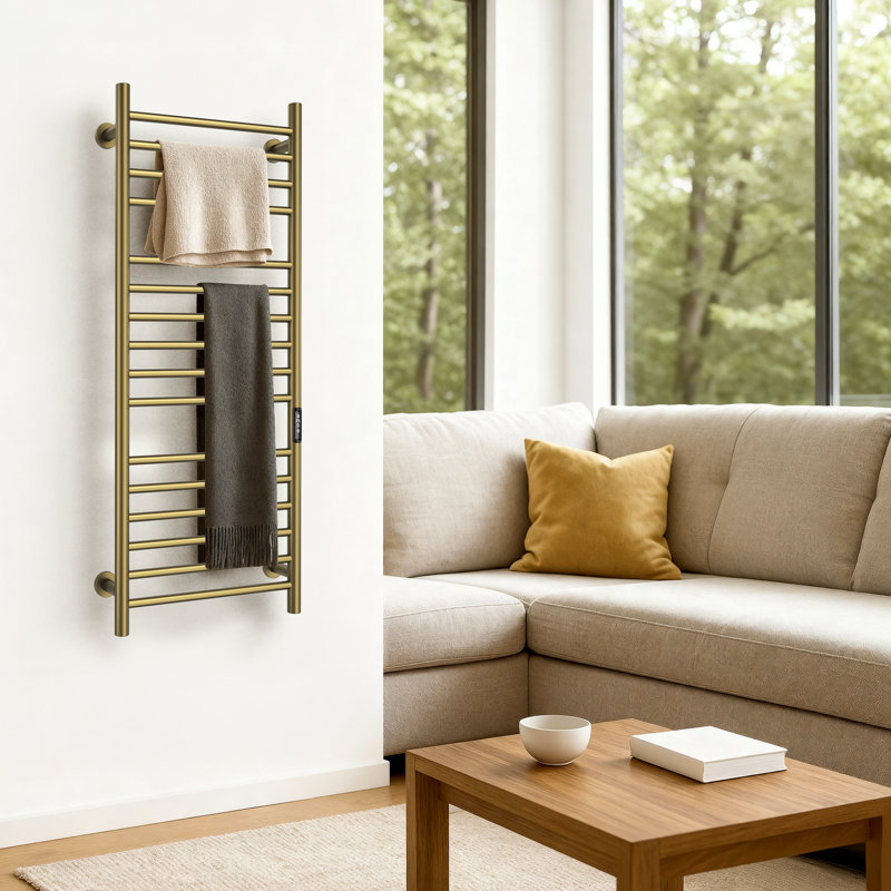 Wall Mount Towel Warmer 16-Bar Electric Towel Rack, Gold