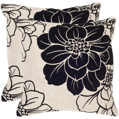 Embroidered Linen Reversible Throw Pillow