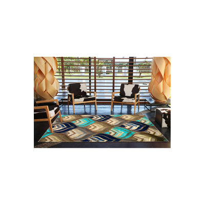 Multi Color Geometric Woven Base Machine Washable Area Rug