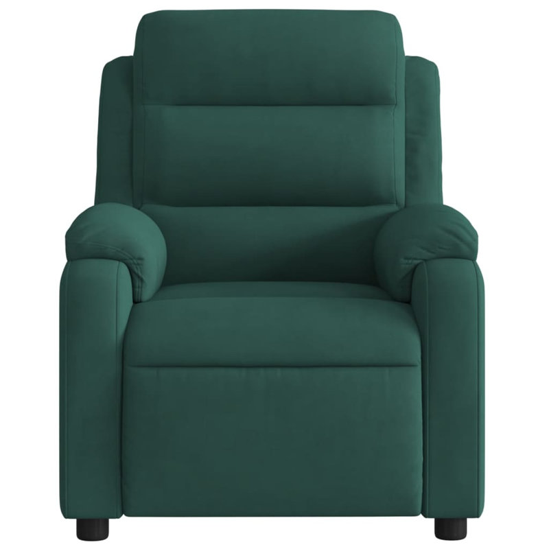 vidaXL Fauteuil inclinable de massage avec massage par vibration à 6 points, bascule en velours réglable, Dark Green Velvet