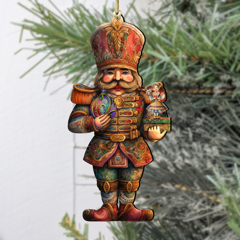 Nutcracker with Clara Wooden Ornament by G. Debrekht