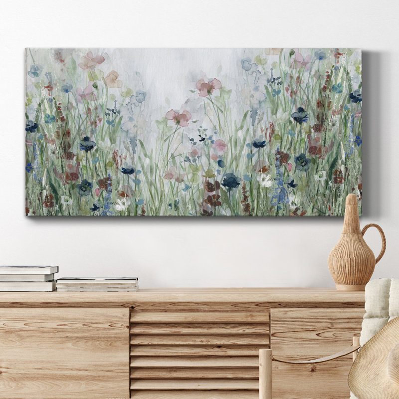 Champ de fleurs sauvages - Toile tendue avec châssis de qualité supérieure - Prêt à être accroché