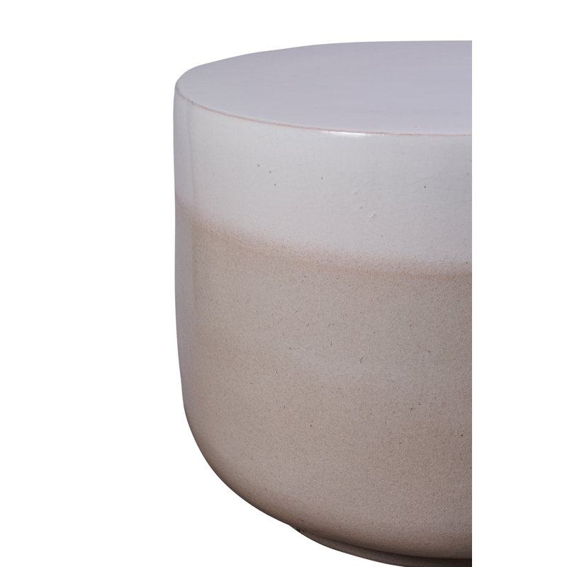 Harmony Outdoor Round Side Table, White/Sand Gloss
