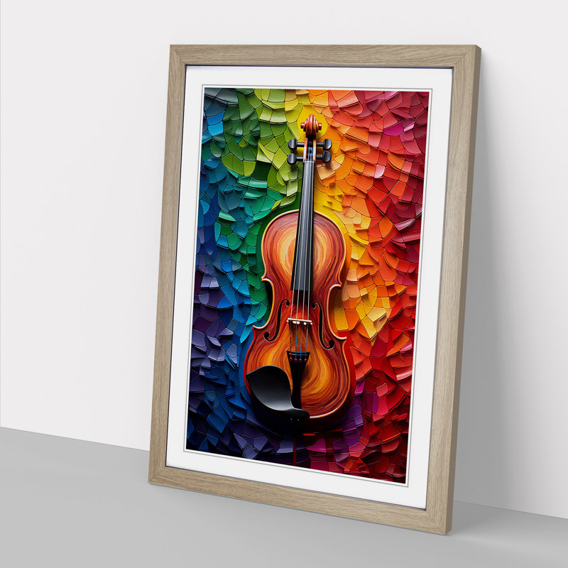 Violin Colour Field - Framed Print, Oak, 64cm H x 46cm W x 2cm D
