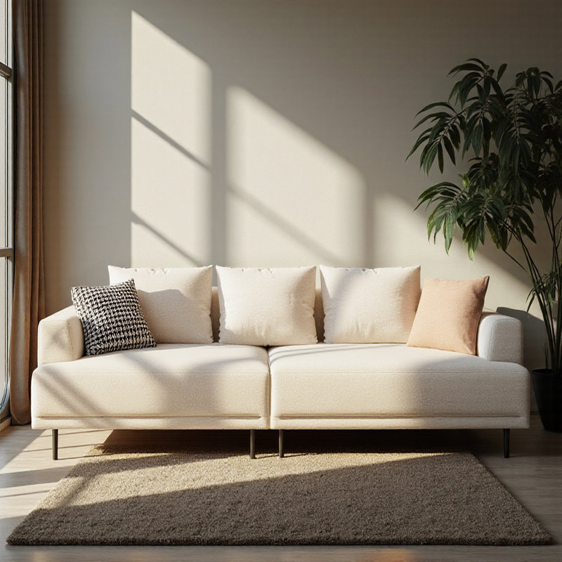 Modern Deep Seat Sofa With Pillows, High Legs, Comfortable Living Room Sofa, Apartment Sofa, 29.92" H x 82.67" W x 37" D, 3