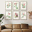 Ensemble de 6 pièces rétro rose floral sur papier-1198780607