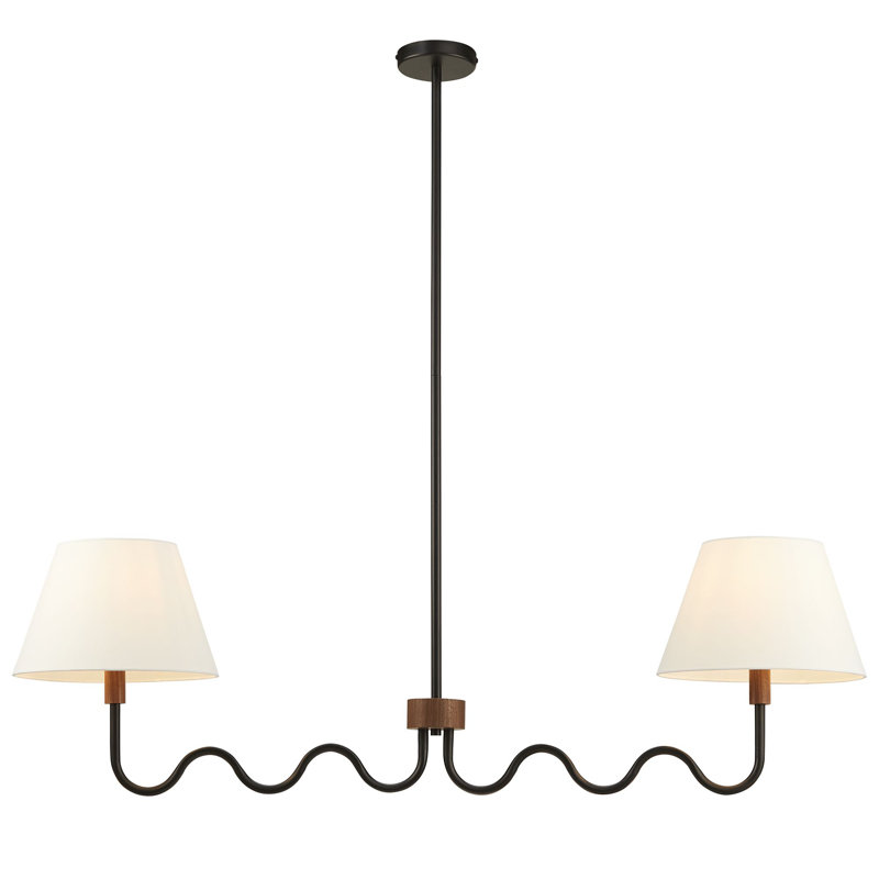 Luminaire suspendu 2 lumières Sunlit Squiggle, Noyer / noir