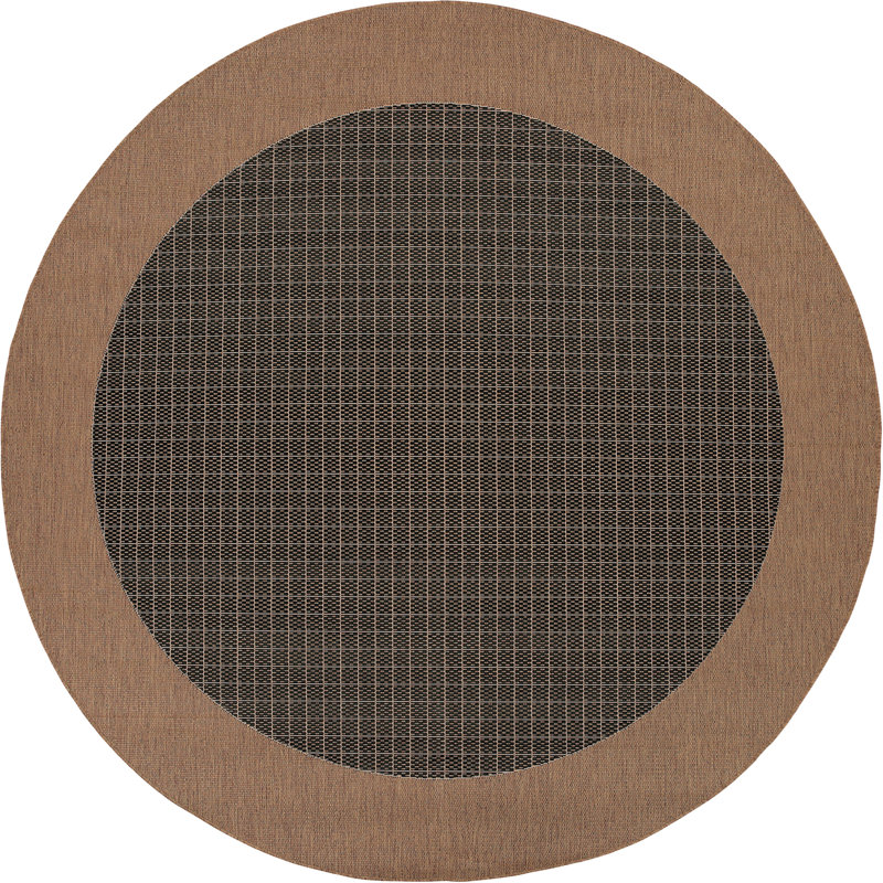 Tapis intérieur / extérieur Sania, Brun / noir, Rond 7 pi 6 po