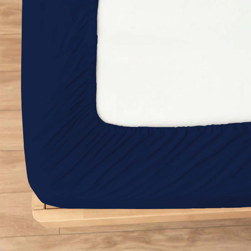 Microfiber Premium Quality Deep Fitted Sheet 25cm, Double (4'6), Navy