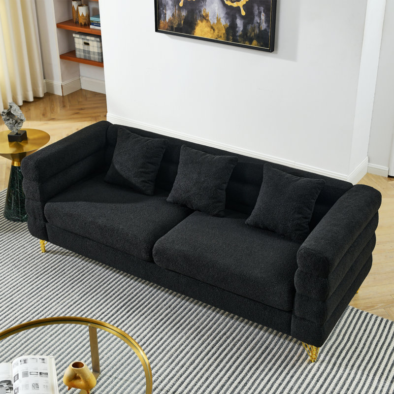 Canapé modulaire surdimensionné de 81 pouces 3 places, Black Fabric