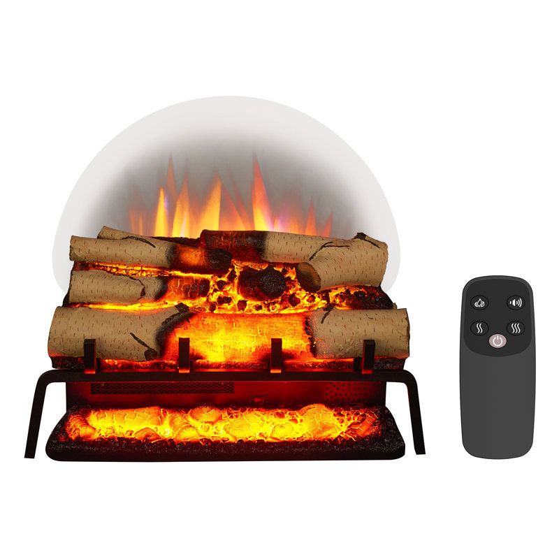 BASKET FLAMME 58 cm W Black Electric Fireplace, White Birch