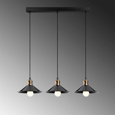Scandinavian Chandelier Light Fixture, Black Metal Body, 29.1 in Diameter x 42.5 in Height | Adjustable Height, 3 x E27 Max 40W Sockets | Elegant Modern Design for Living Room, Dining Room & Entryways