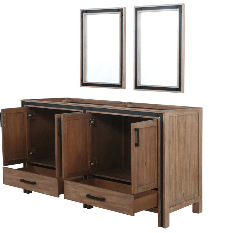 60 po W Meuble-lavabo double rustique - Miroirs 22 deux armoires et tiroirs pour un rangement copieux entièrement assemblé x P 32 H suffisamment d'espace