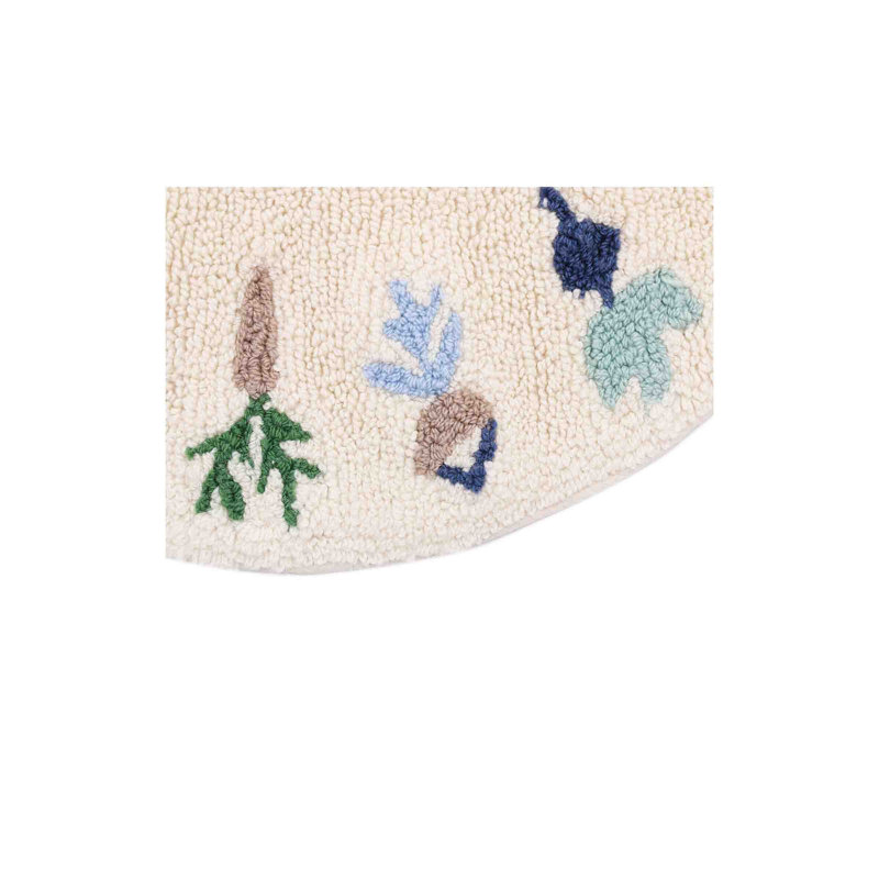 Wool Area Rug in Beige/Orange/Blue, Round 8'