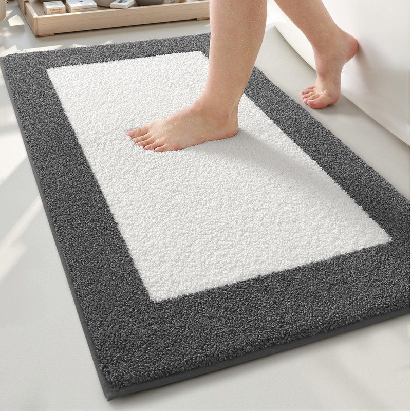 Tapis de bain avec envers antidérapant, Simple - L 36 po x l 24 po, Gris foncé