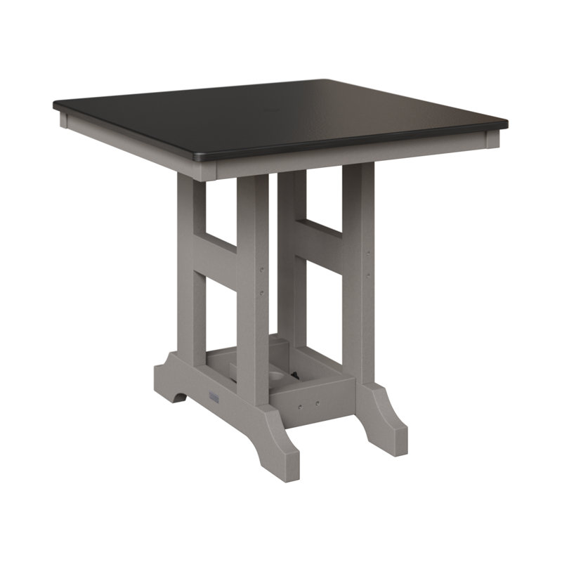 Table de bar d'extérieur carrée Garden Classic, Gris clair, H 39,5 po x l 33 po x P 33 po, Noir martelé
