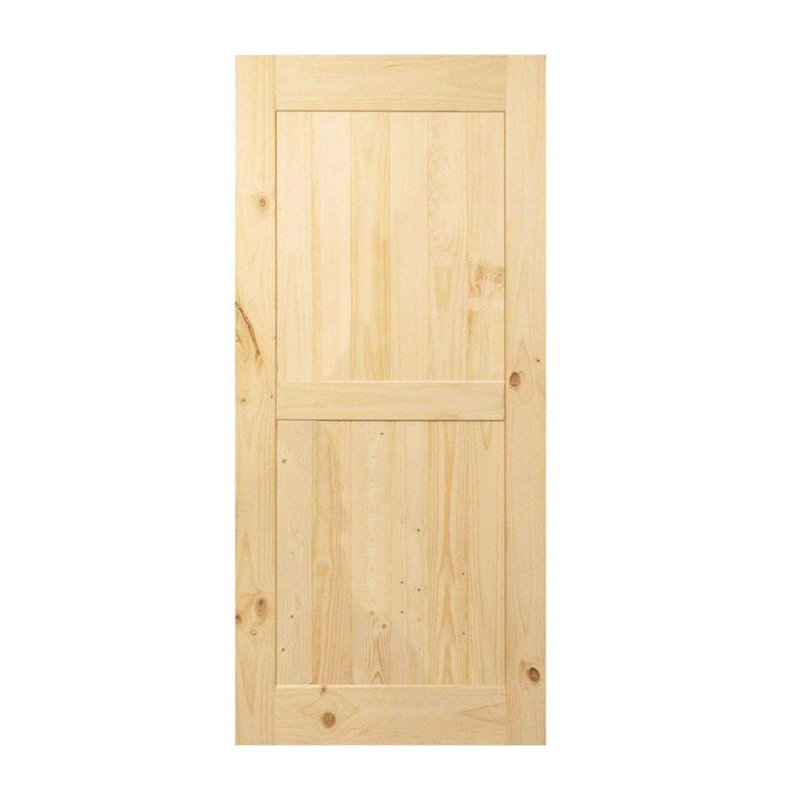 Porte de grange à panneaux en bois brut avec trousse de quincaillerie d'installation, l 42 po x H 84 po