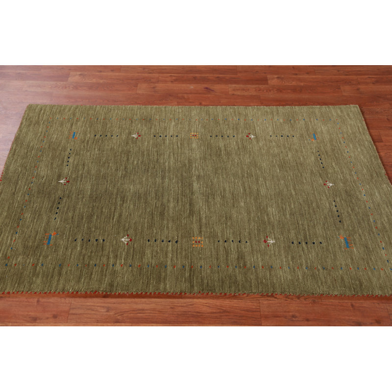 Handmade Green Gabbeh Indian Rug 3x5