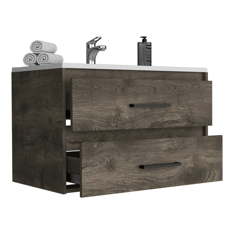 2 lavabos - Élégant luminaire de salle de bain flottant avec 2 tiroirs, conception écoénergétique