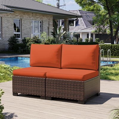 2-Person Armless Outdoor Seating Group With Cushions