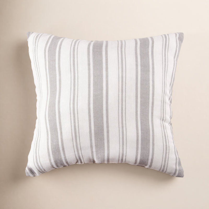 Savannah Stripe Woven Square Throw Pillow, Gray