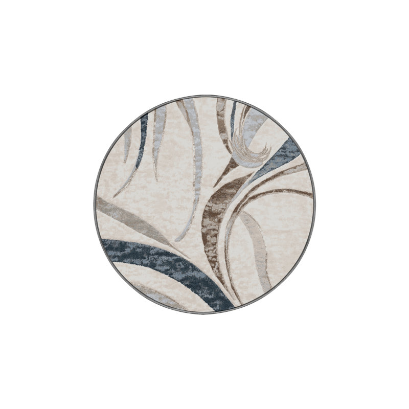 Tapis gris lavable à la machine, Rond 6 pi
