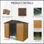 Remise de rangement extérieure en métal 8 pi x 4 pi avec porte coulissante et fondation pour cour, patio et pelouse-119458023