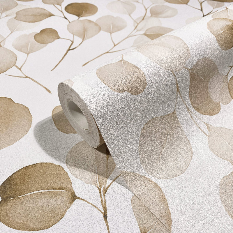 Flora Collection Eucalyptus Trailing Leaf Wallpaper Roll, Brown