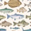 Papier peint poisson, adhésif mural rétro