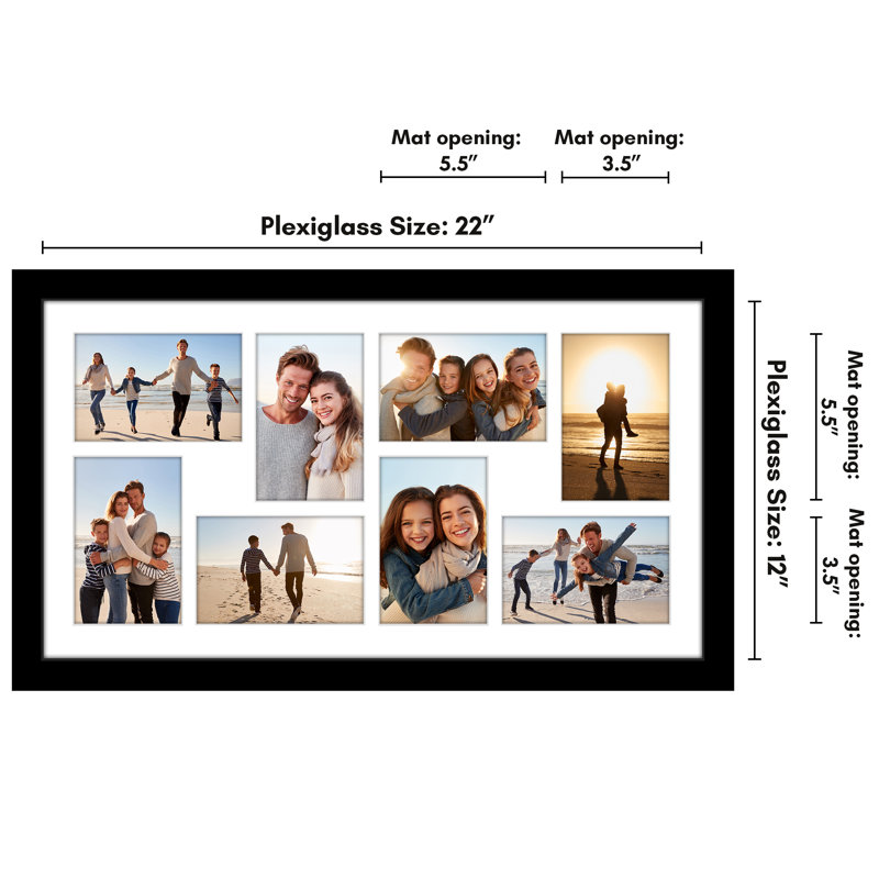Cadre 12 po x 22 po - convient à huit photos 4 x 6 ou à une photo 12 x 22, Noir