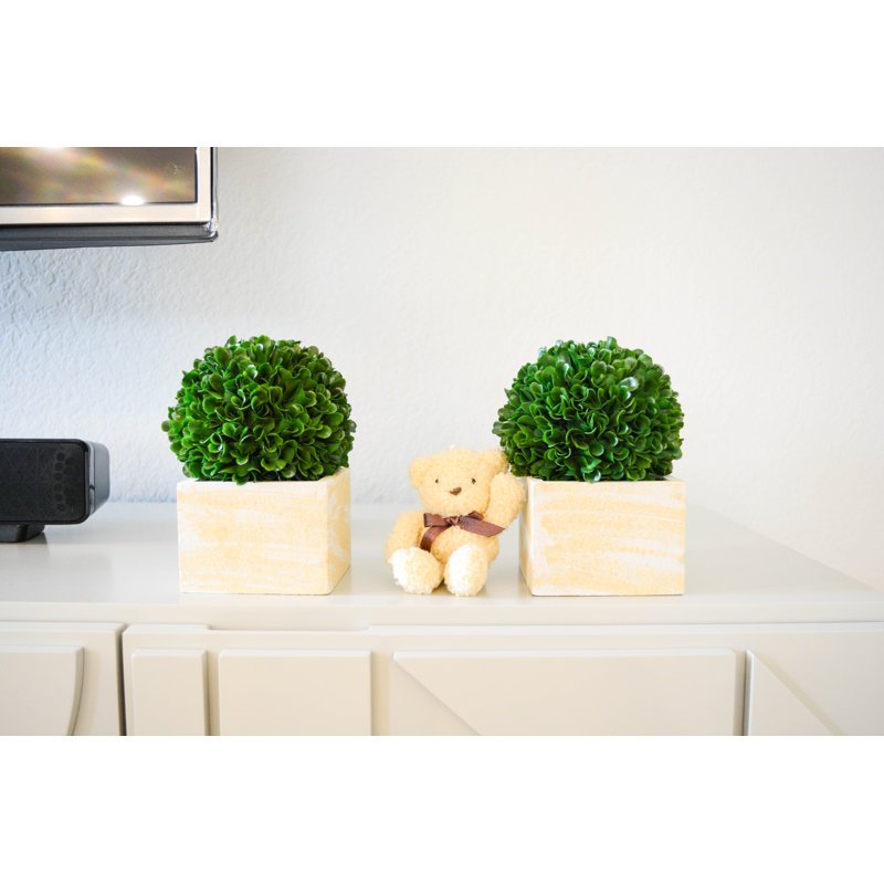 Topiaire de bureau en pot faux préservé buis