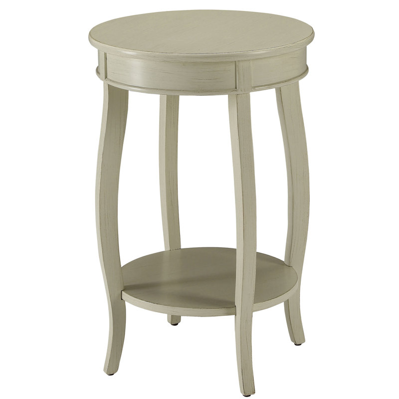 Table ronde Timeless blanc antique avec tablette pour les espaces de vie modernes, Blanc antique
