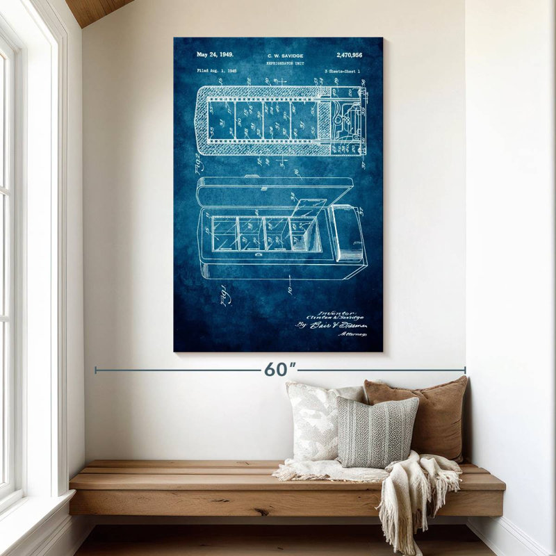 Refrigerator Unit Blue Patent, 51" H x 34" W