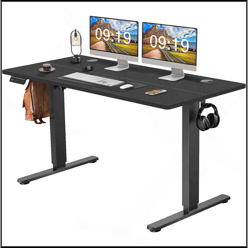 Bureau électrique à hauteur ajustable électrique, bureau d'ordinateur ergonomique assis-debout, Noir