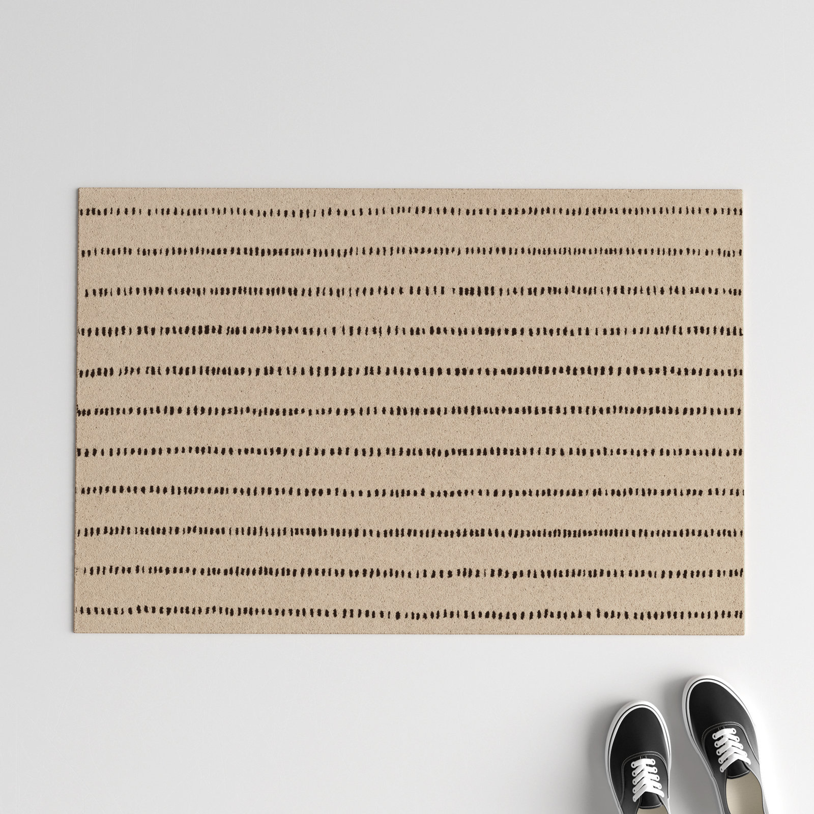 Austen Beige Hand-Tufted Striped Wool Rug, Rectangle 2' x 3'