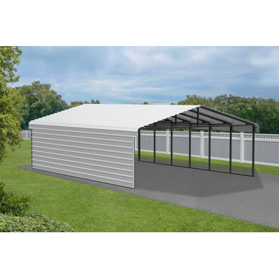 Steel Carport With 1 Side Wall Kit, 20X29X7