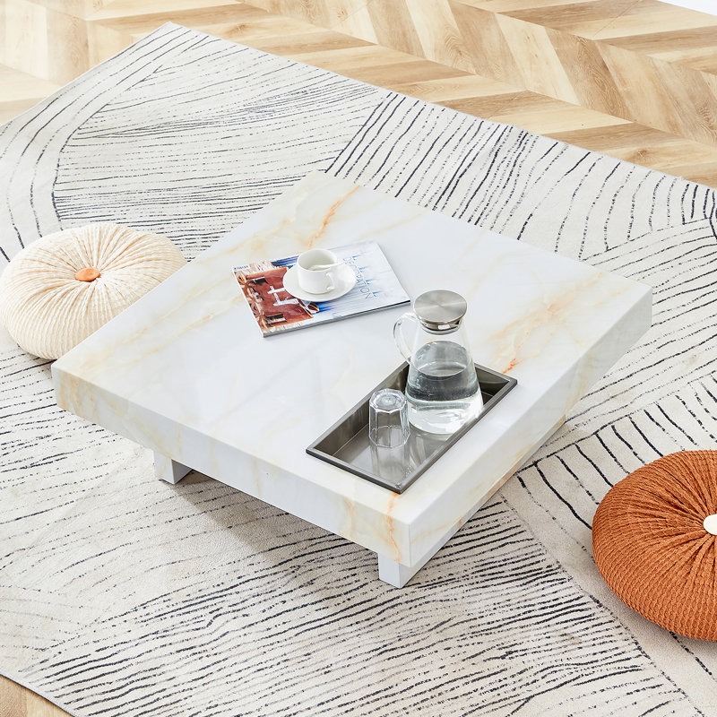 Elegance And Natural Fashion Coffee Table Made Of MDF Material With Black Patterns
