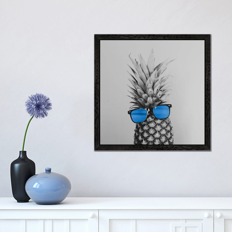 Mr. Pineapple II by Chelsea Victoria - Print on Canvas, 93.98 cm H x 93.98 cm W, Black Floater Framed