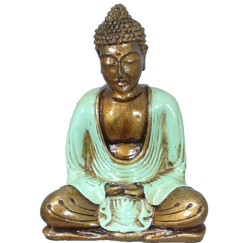 Figurine méditation bouddha ganti Erables, Bleu sarcelle