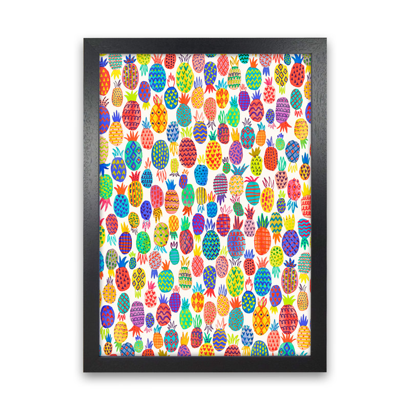 Cute Pineapples - Print, Black Framed, 34cm H x 25cm W x 3cm D