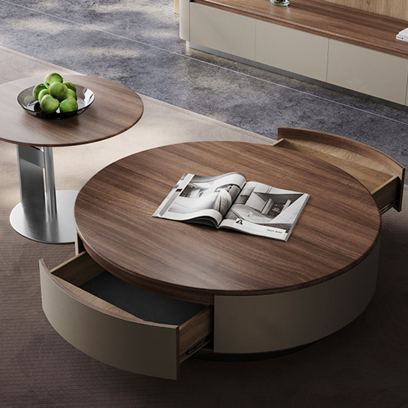 Table de salon ronde en bois massif